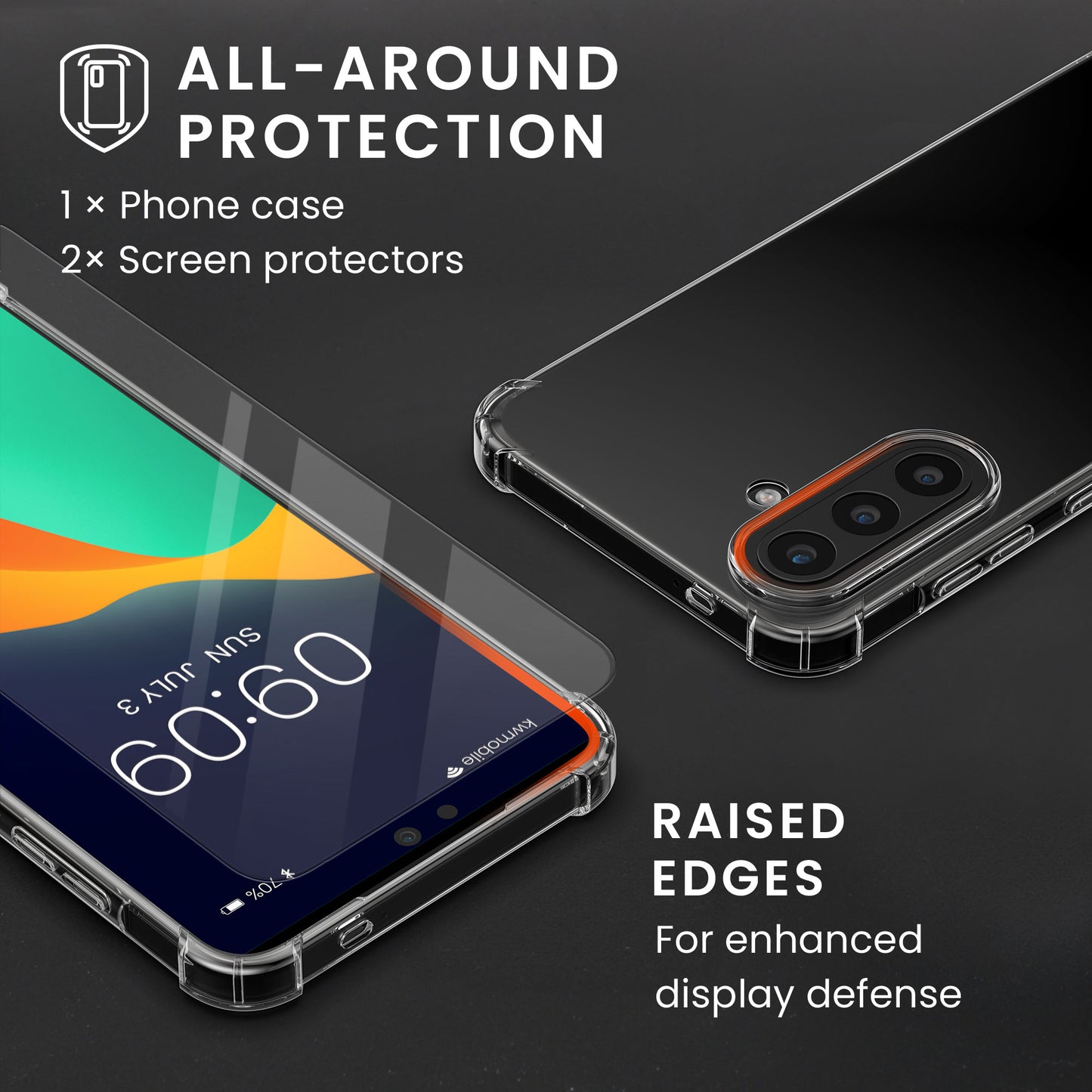 kwmobile Hülle kompatibel mit Samsung Galaxy A57 5G Case - Handyhülle mit 2x Glas Schutz Folie