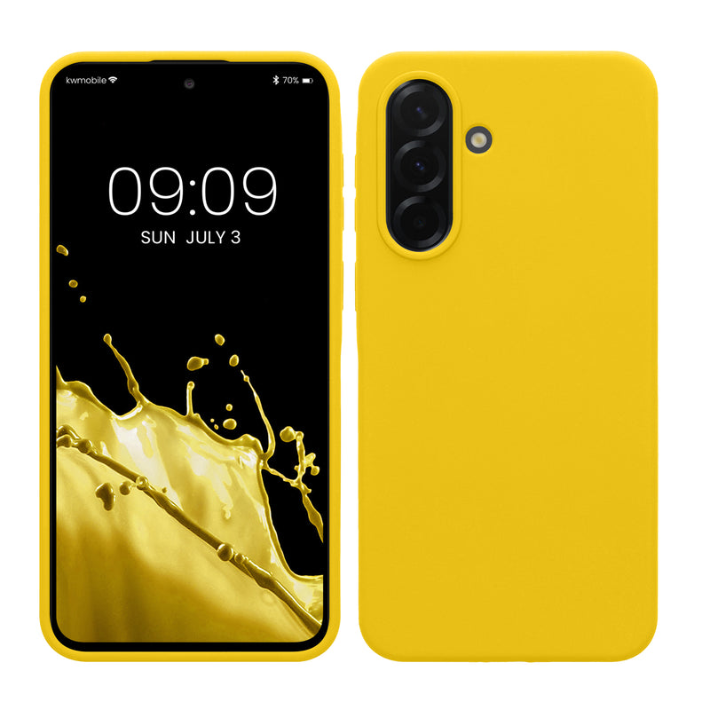 kwmobile Hülle kompatibel mit Samsung Galaxy A37 5G Hülle - Silikon Handy Case - Handyhülle weiche Oberfläche - kabelloses Laden - Strahlend Gelb Strahlend Gelb  