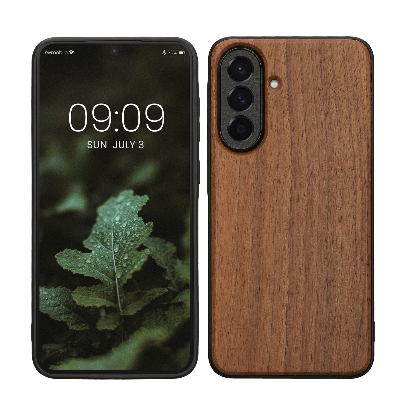kwmobile Hülle kompatibel mit Samsung Galaxy A37 5G Hülle - Holz Case - stoßfestes Handy Cover - TPU Handyhülle in Dunkelbraun Holz Dunkelbraun  