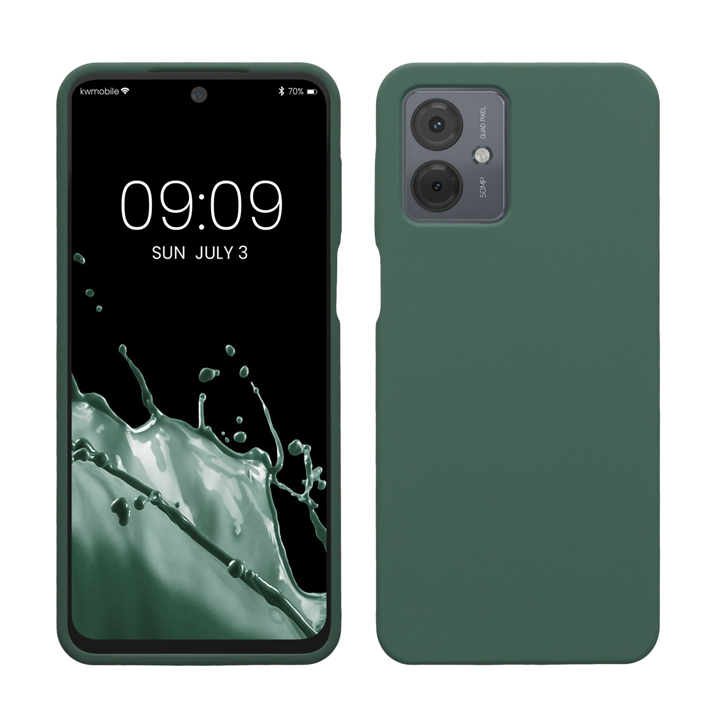 kwmobile Hülle kompatibel mit Motorola Moto G14 Hülle - Silikon Handy Case - Handyhülle weiche Oberfläche - kabelloses Laden - Tannengrün Tannengrün  