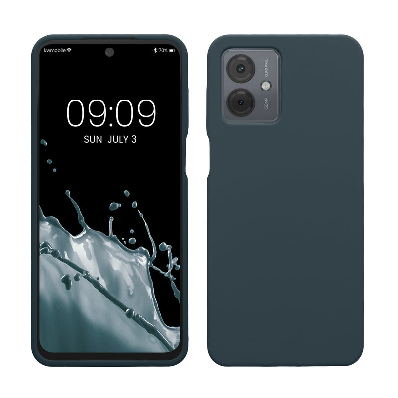 kwmobile Hülle kompatibel mit Motorola Moto G14 Hülle - Silikon Handy Case - Handyhülle weiche Oberfläche - kabelloses Laden - Dunkler Schiefer Dunkler Schiefer  