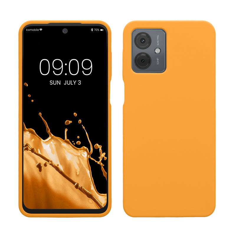 kwmobile Hülle kompatibel mit Motorola Moto G14 Hülle - Silikon Handy Case - Handyhülle weiche Oberfläche - kabelloses Laden - Fruity Orange Fruity Orange  