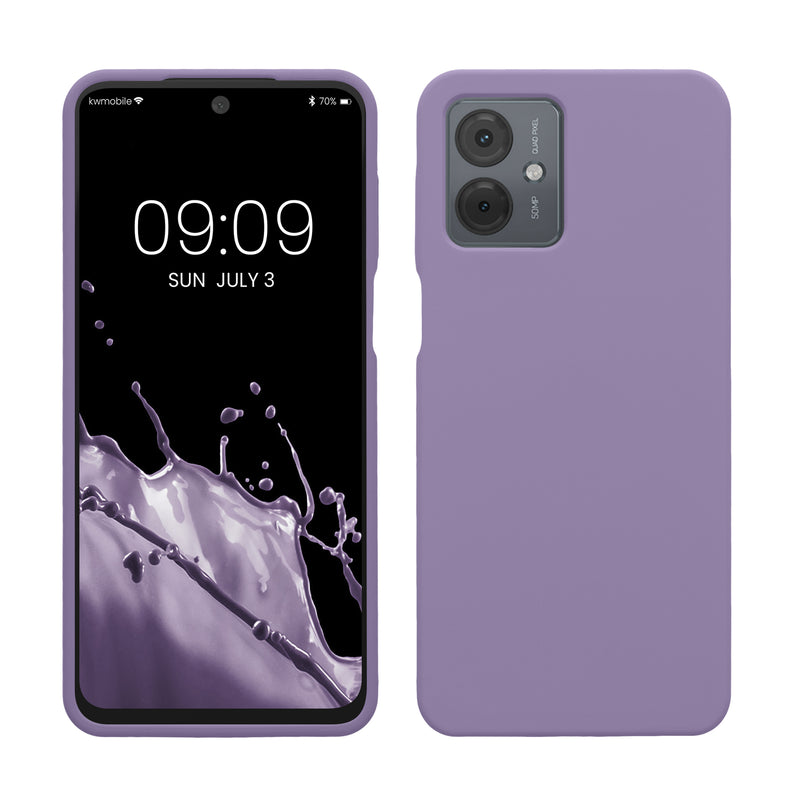 kwmobile Hülle kompatibel mit Motorola Moto G14 Hülle - Silikon Handy Case - Handyhülle weiche Oberfläche - kabelloses Laden - Veilchen Lila Veilchen Lila  