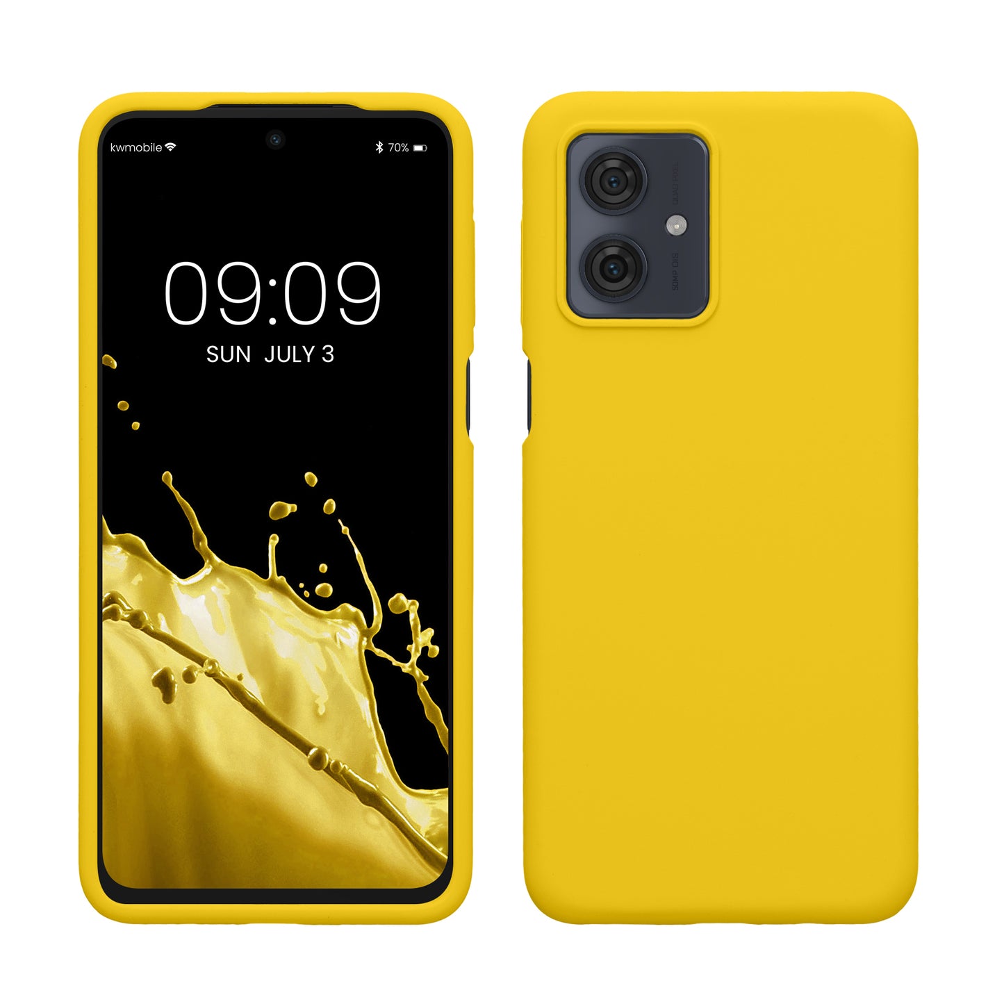 kwmobile Hülle kompatibel mit Motorola Moto G54 5G Hülle - Silikon Handy Case - Handyhülle weiche Oberfläche - kabelloses Laden - Strahlend Gelb Strahlend Gelb  