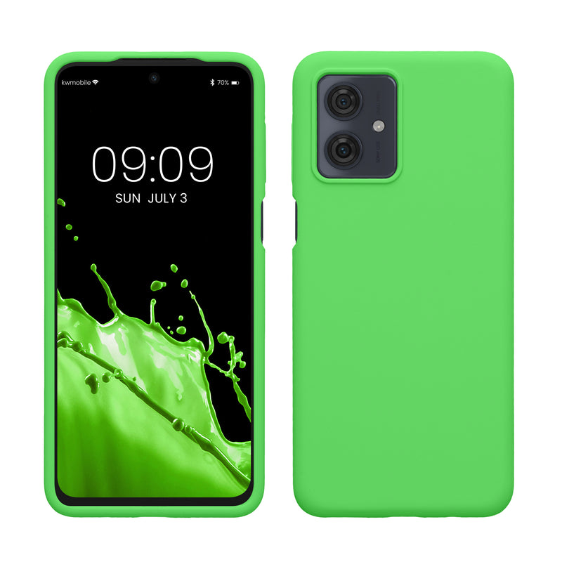 kwmobile Hülle kompatibel mit Motorola Moto G54 5G Hülle - Silikon Handy Case - Handyhülle weiche Oberfläche - kabelloses Laden - Limettengrün Limettengrün  
