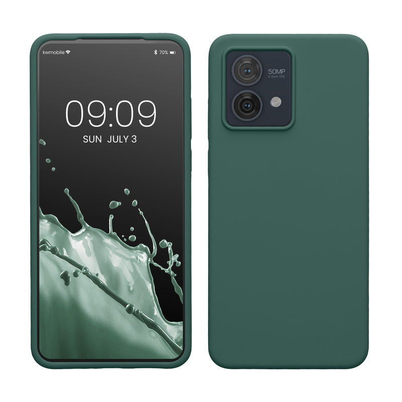 kwmobile Hülle kompatibel mit Motorola Moto G84 5G Hülle - Silikon Handy Case - Handyhülle weiche Oberfläche - kabelloses Laden - Tannengrün Tannengrün  