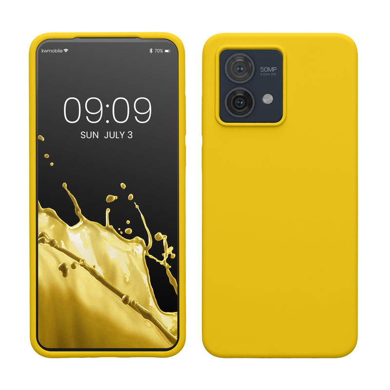 kwmobile Hülle kompatibel mit Motorola Moto G84 5G Hülle - Silikon Handy Case - Handyhülle weiche Oberfläche - kabelloses Laden - Strahlend Gelb Strahlend Gelb  