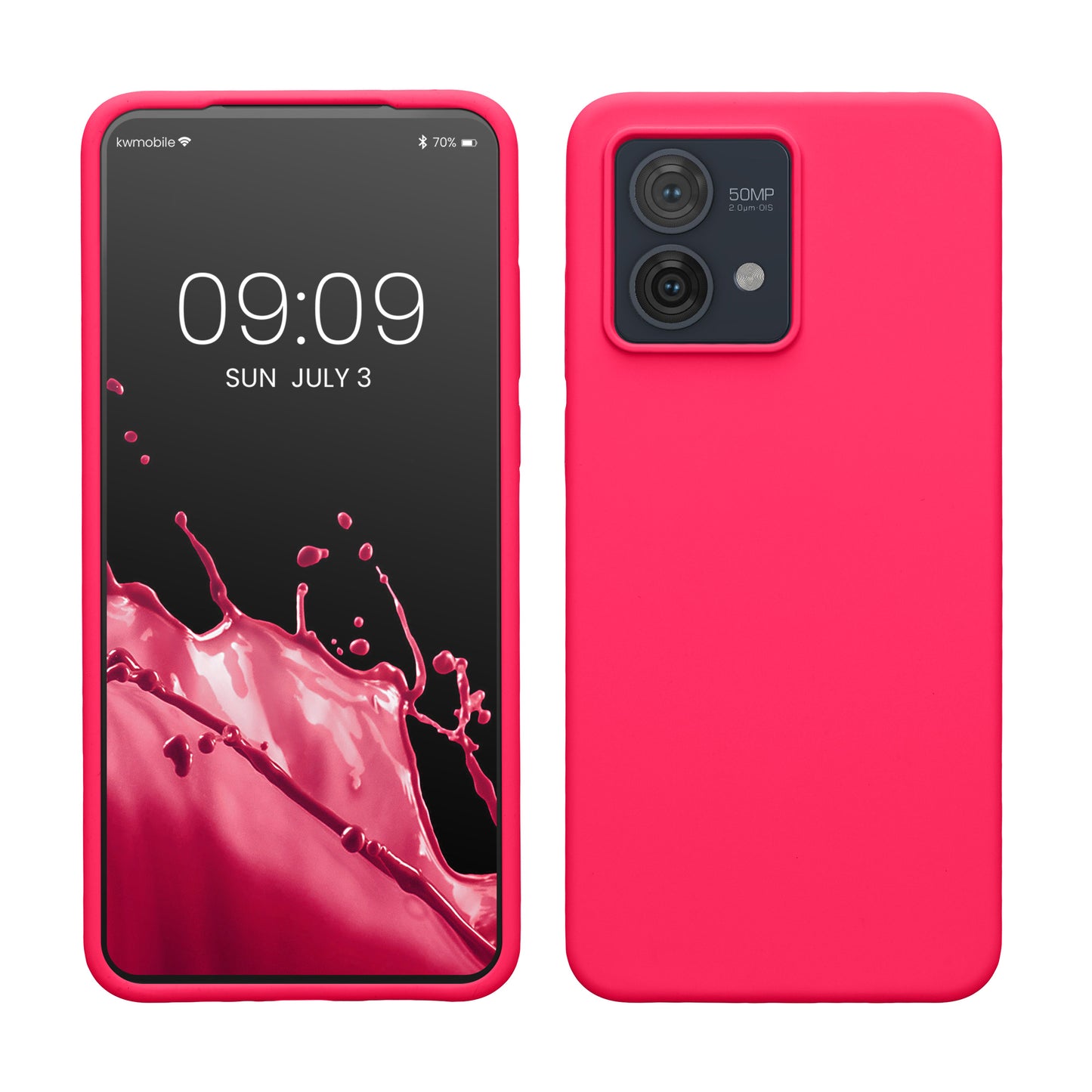 kwmobile Hülle kompatibel mit Motorola Moto G84 5G Hülle - Silikon Handy Case - Handyhülle weiche Oberfläche - kabelloses Laden - Neon Pink Neon Pink  