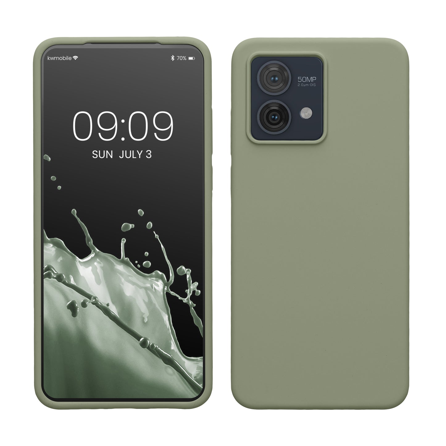 kwmobile Hülle kompatibel mit Motorola Moto G84 5G Hülle - Silikon Handy Case - Handyhülle weiche Oberfläche - kabelloses Laden - Graugrün Graugrün  