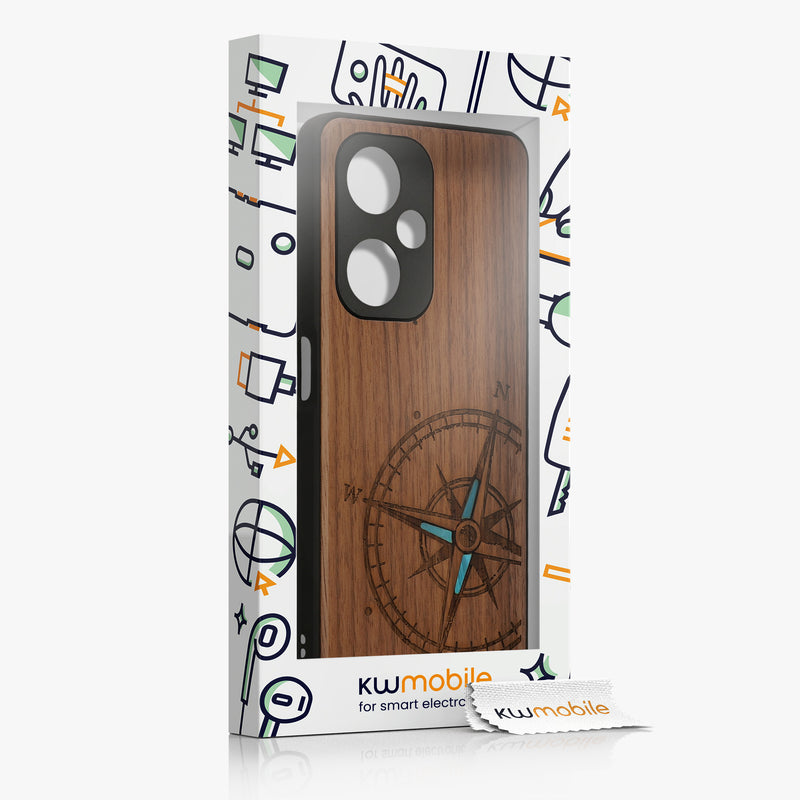 kwmobile Hülle kompatibel mit OnePlus Nord CE 3 Lite 5G / Nord N30 5G Hülle - Handy Cover - TPU Handyhülle Vintage Kompass mit Perlmutt