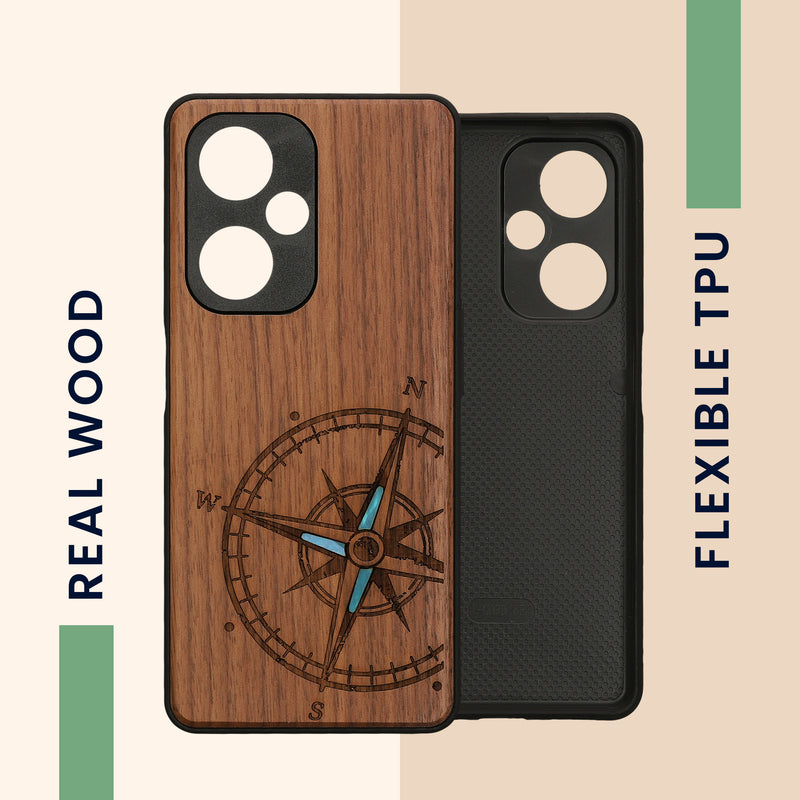 kwmobile Hülle kompatibel mit OnePlus Nord CE 3 Lite 5G / Nord N30 5G Hülle - Handy Cover - TPU Handyhülle Vintage Kompass mit Perlmutt