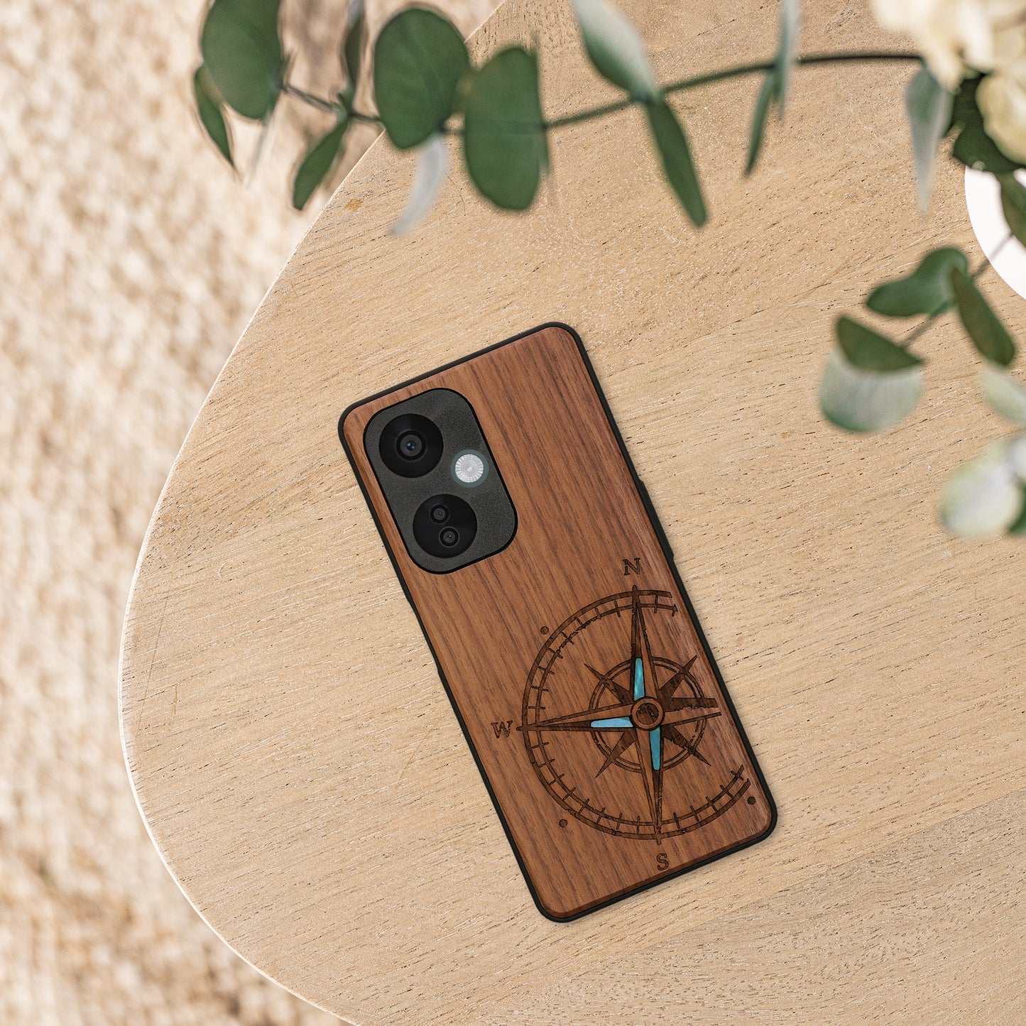 kwmobile Hülle kompatibel mit OnePlus Nord CE 3 Lite 5G / Nord N30 5G Hülle - Handy Cover - TPU Handyhülle Vintage Kompass mit Perlmutt
