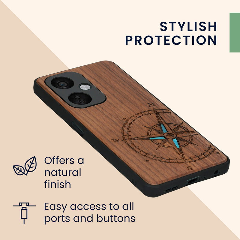 kwmobile Hülle kompatibel mit OnePlus Nord CE 3 Lite 5G / Nord N30 5G Hülle - Handy Cover - TPU Handyhülle Vintage Kompass mit Perlmutt