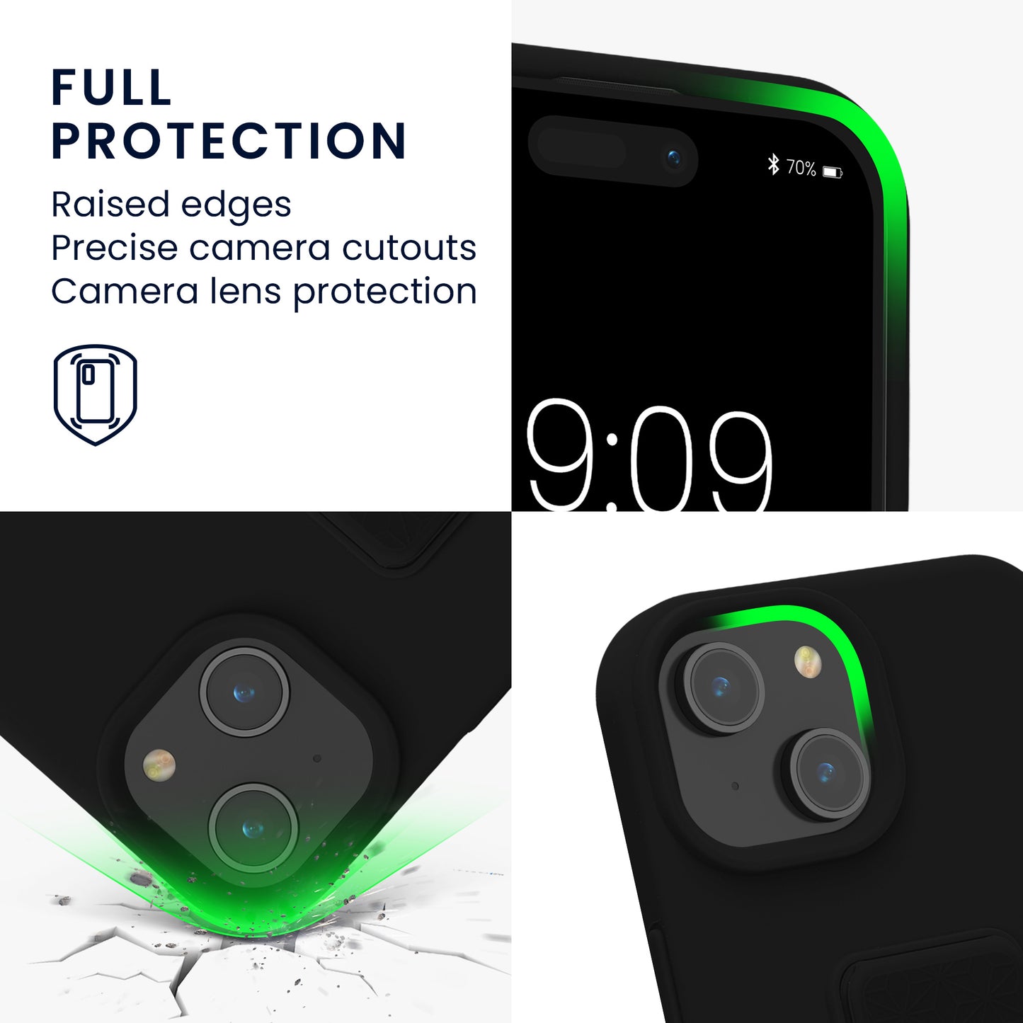 kwmobile Handyhülle für Apple iPhone 15 Hülle mit Fingerhalter und Stand Schutzhülle Cover