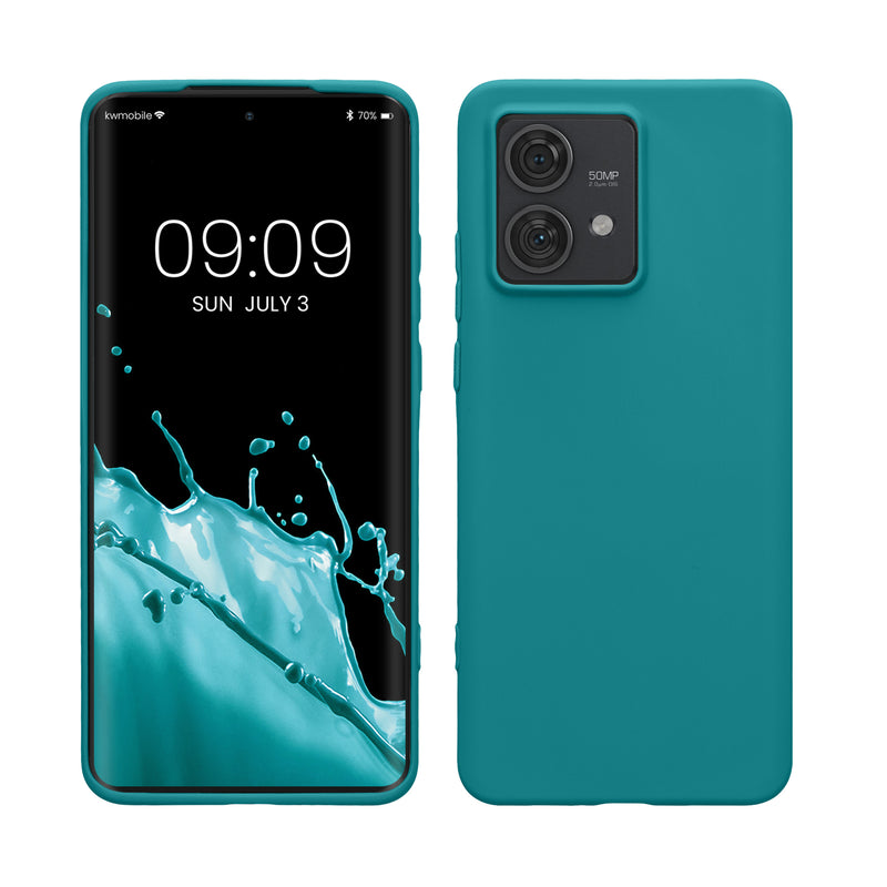 kwmobile Hülle kompatibel mit Motorola Edge 40 Neo Hülle - weiches TPU Silikon Case - Cover geeignet für kabelloses Laden - Petrol Petrol  