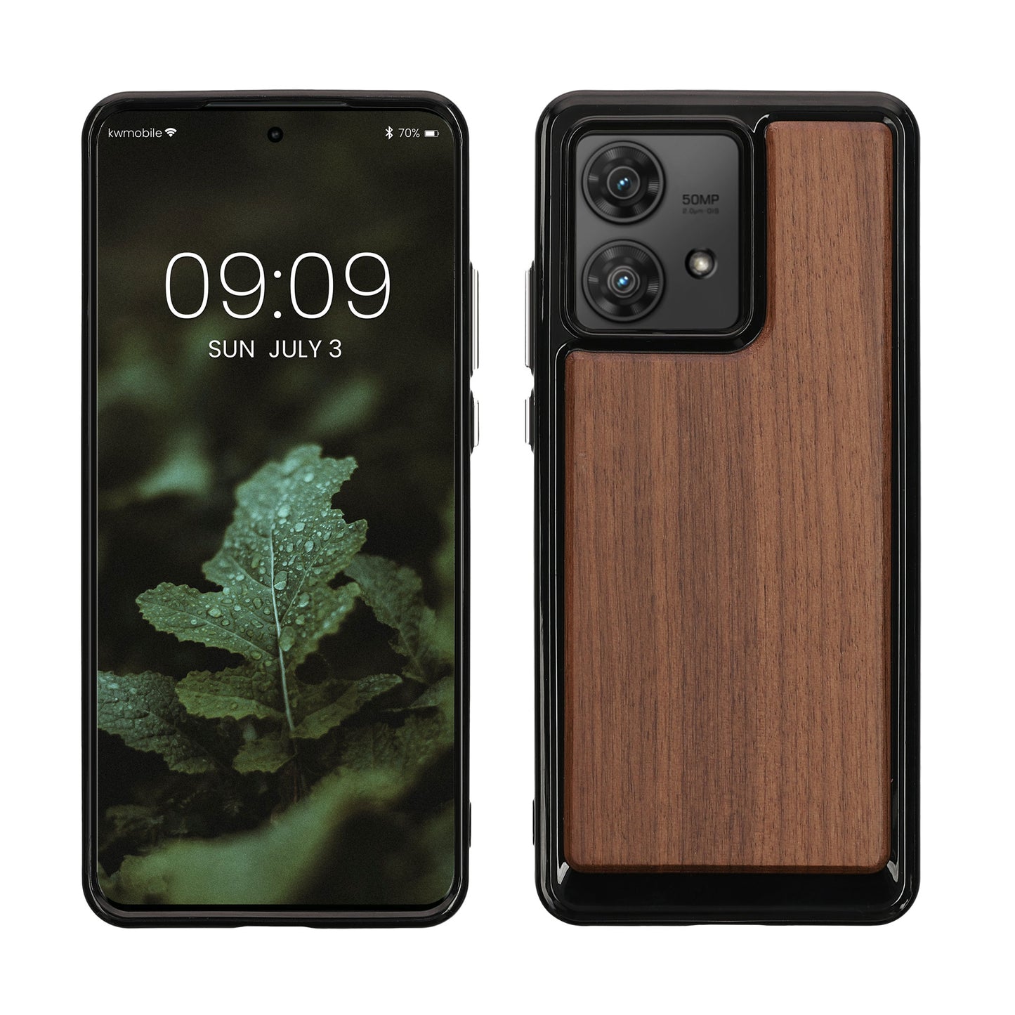 kwmobile Hülle kompatibel mit Motorola Edge 40 Neo Hülle - Holz Case - stoßfestes Handy Cover - TPU Handyhülle in Dunkelbraun Dunkelbraun  