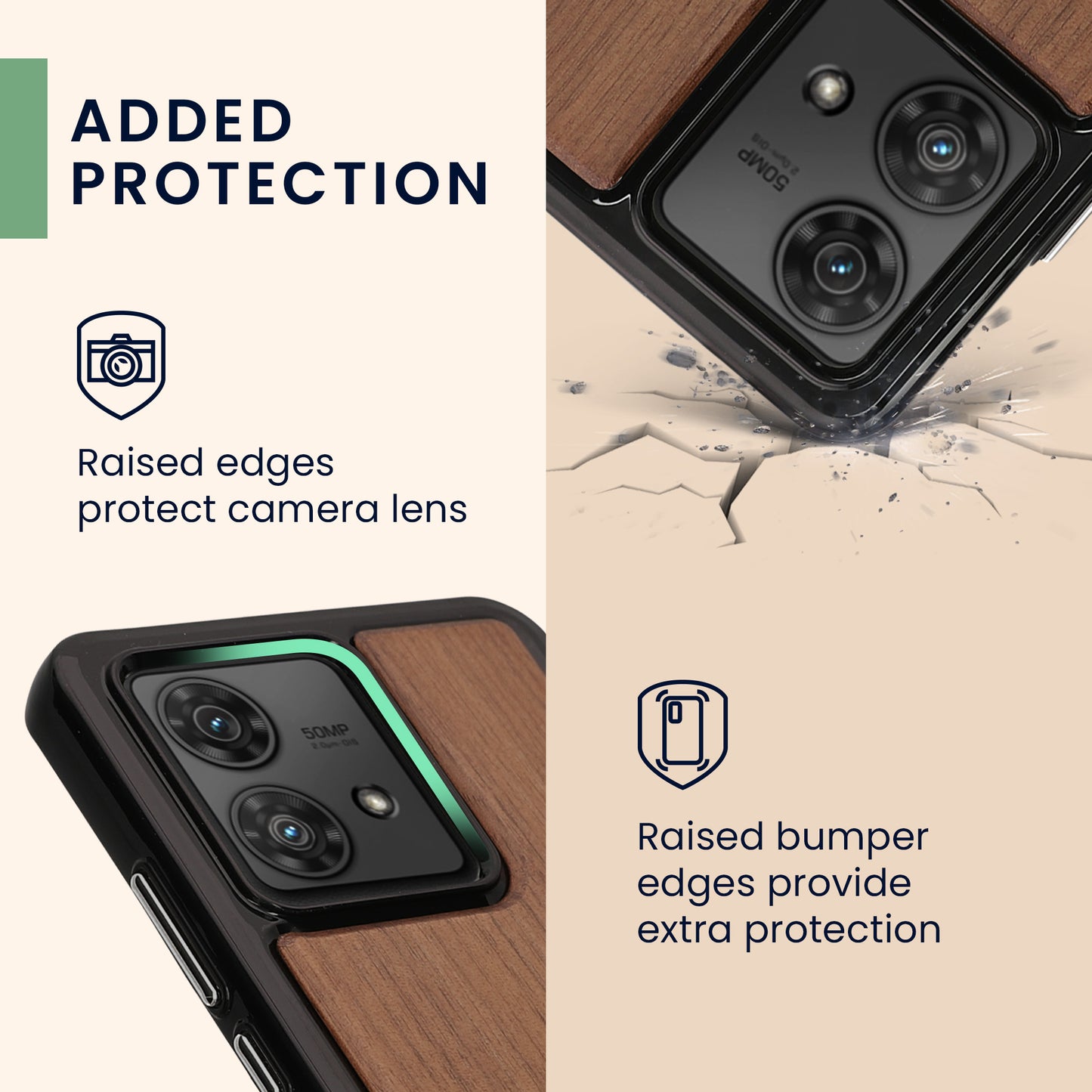 Holz Hardcase mit TPU Bumper für Motorola Edge 40 Neo Kompass Vintage