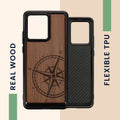 Holz Hardcase mit TPU Bumper für Motorola Edge 40 Neo Kompass Vintage