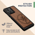 Holz Hardcase mit TPU Bumper für Motorola Edge 40 Neo Kompass Vintage