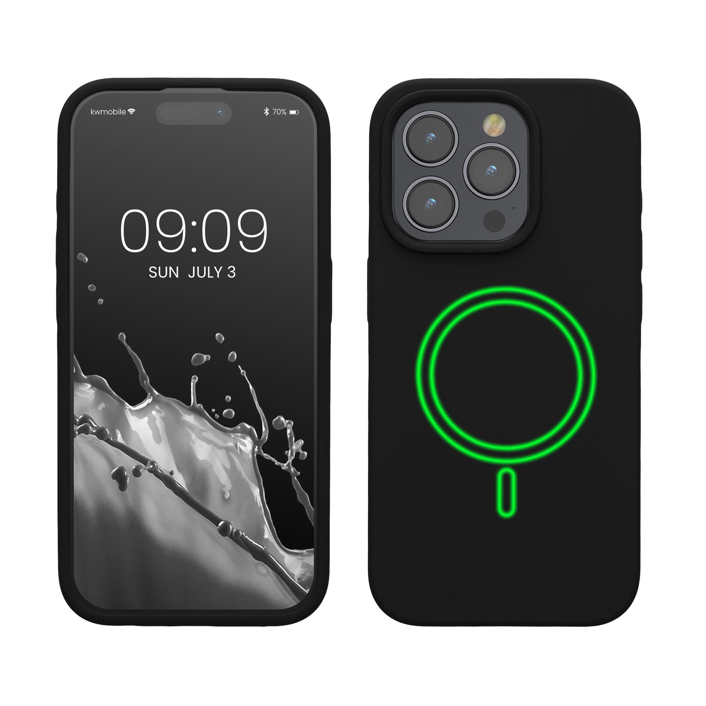 kwmobile Hülle kompatibel mit Apple iPhone 15 Pro Hülle - magnetisches Silikon Case kompatibel mit MagSafe - Cover gummiert Schwarz Schwarz  