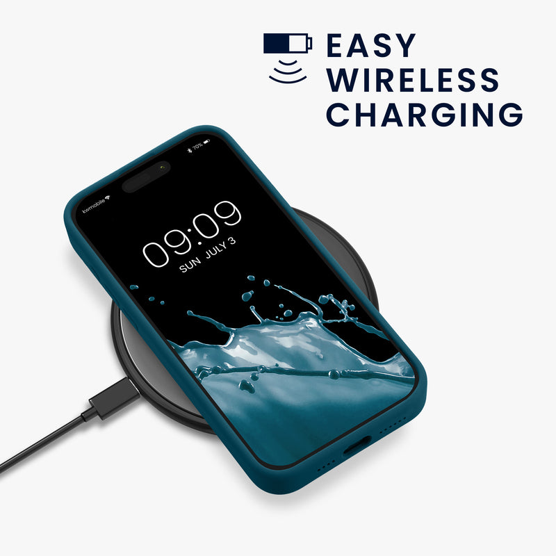 Magnetische Silikon Hülle für Apple iPhone 15 Pro Max Petrol matt