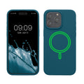 kwmobile Hülle kompatibel mit Apple iPhone 15 Pro Max Hülle - magnetisches Silikon Case kompatibel mit MagSafe - Cover gummiert Petrol matt Petrol matt  