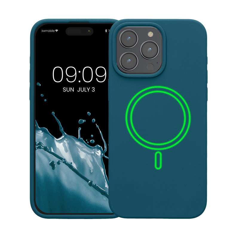 Magnetische Silikon Hülle für Apple iPhone 15 Pro Max Petrol matt
