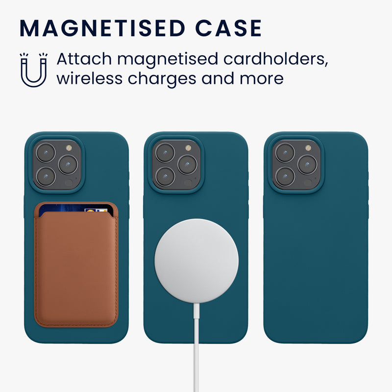 Magnetische Silikon Hülle für Apple iPhone 15 Pro Max Petrol matt