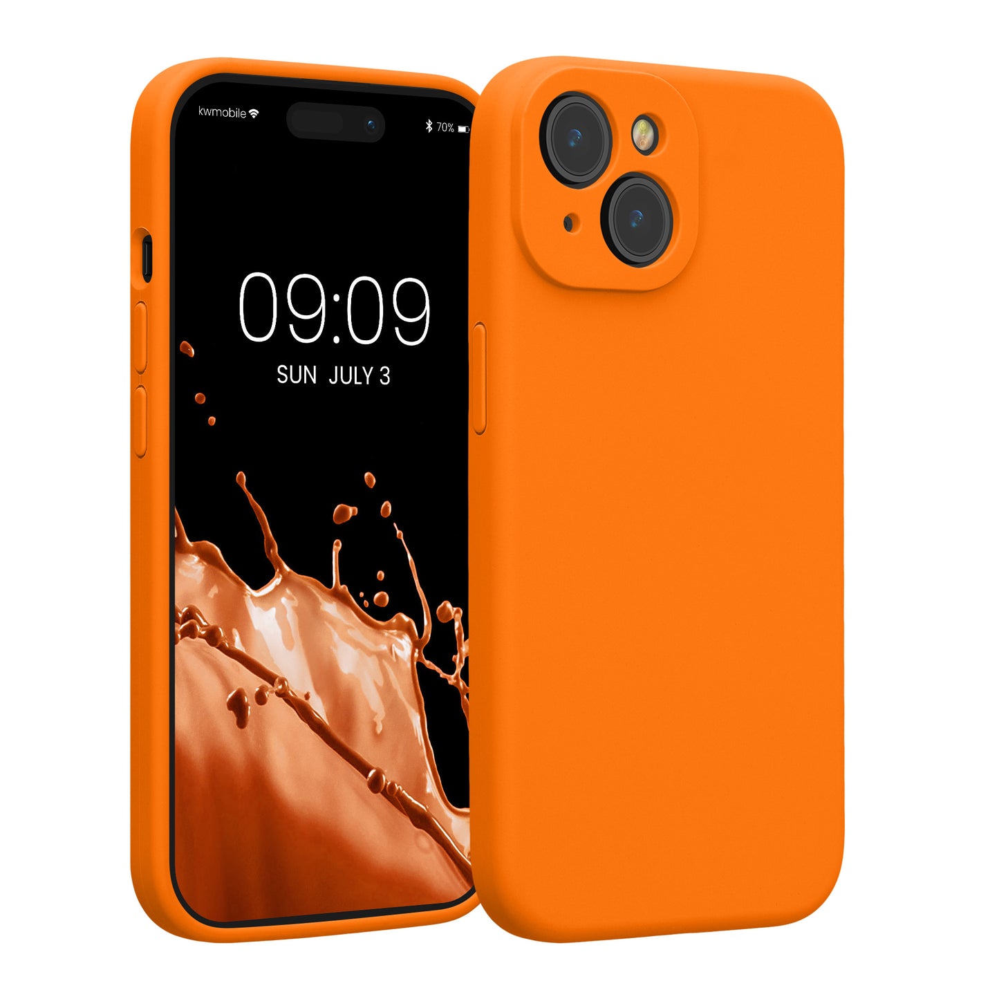 kwmobile Handyhülle kompatibel mit Apple iPhone 15 Hülle - gummierte Handy Case aus Silikon in Fruity Orange Fruity Orange  