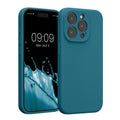 kwmobile Handyhülle kompatibel mit Apple iPhone 15 Pro Hülle - gummierte Handy Case aus Silikon in Petrol matt Petrol matt  