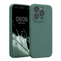 kwmobile Handyhülle kompatibel mit Apple iPhone 15 Pro Hülle - gummierte Handy Case aus Silikon in Tannengrün Tannengrün  