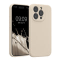 kwmobile Handyhülle kompatibel mit Apple iPhone 15 Pro Hülle - gummierte Handy Case aus Silikon in Creme Creme  