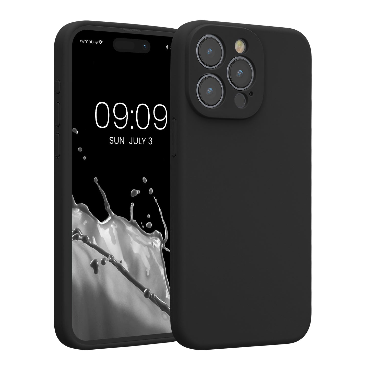 kwmobile Handyhülle kompatibel mit Apple iPhone 15 Pro Max Hülle - gummierte Handy Case aus Silikon in Schwarz Schwarz  