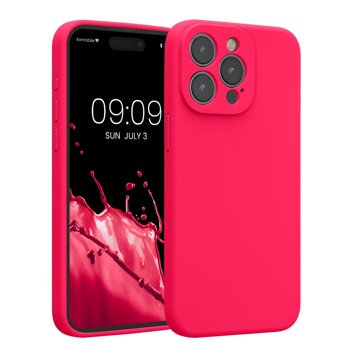 kwmobile Handyhülle kompatibel mit Apple iPhone 15 Pro Max Hülle - gummierte Handy Case aus Silikon in Neon Pink Neon Pink  