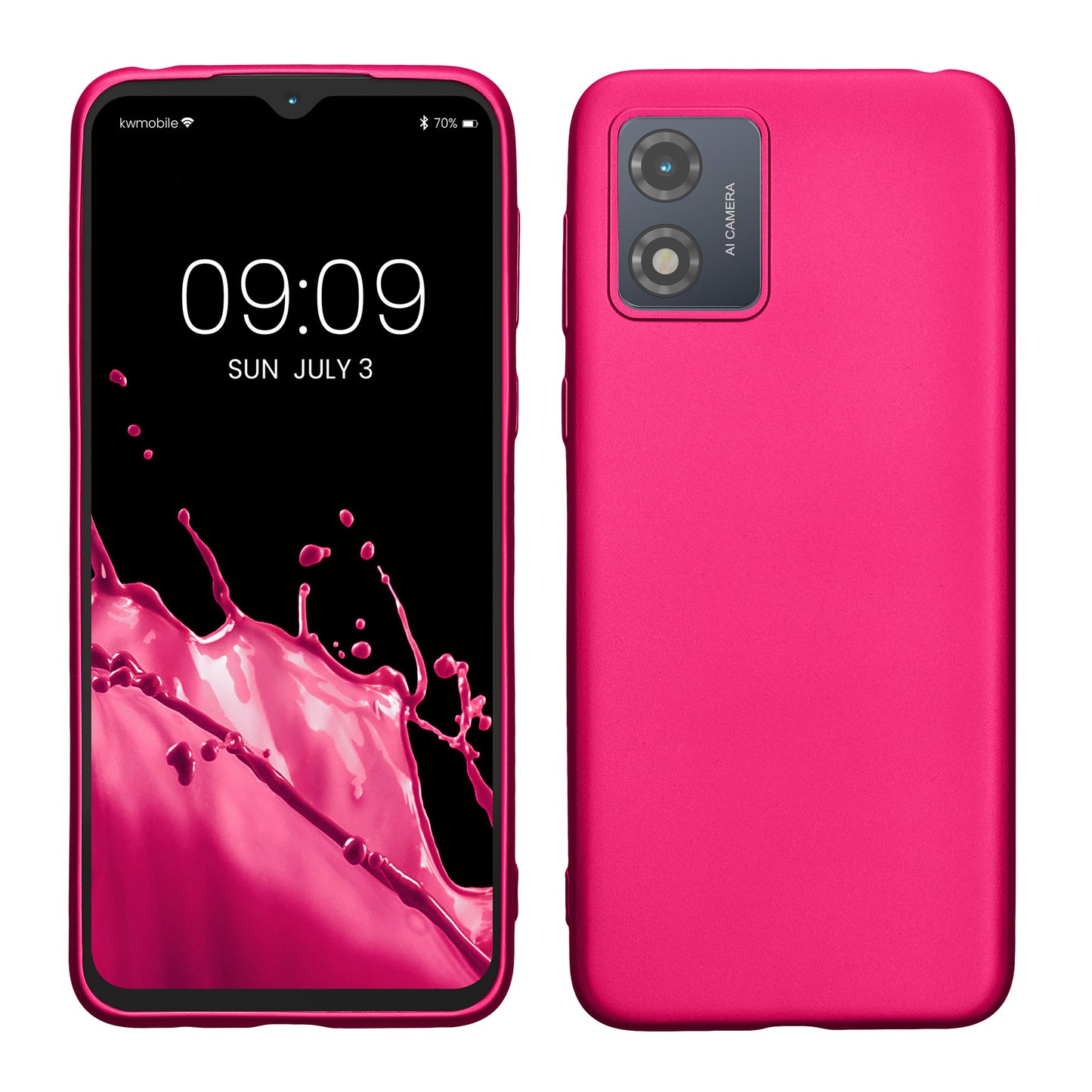 kwmobile Case kompatibel mit Motorola Moto E13 Hülle - Schutzhülle aus Silikon metallisch schimmernd - Handyhülle Metallic Pink Metallic Pink  