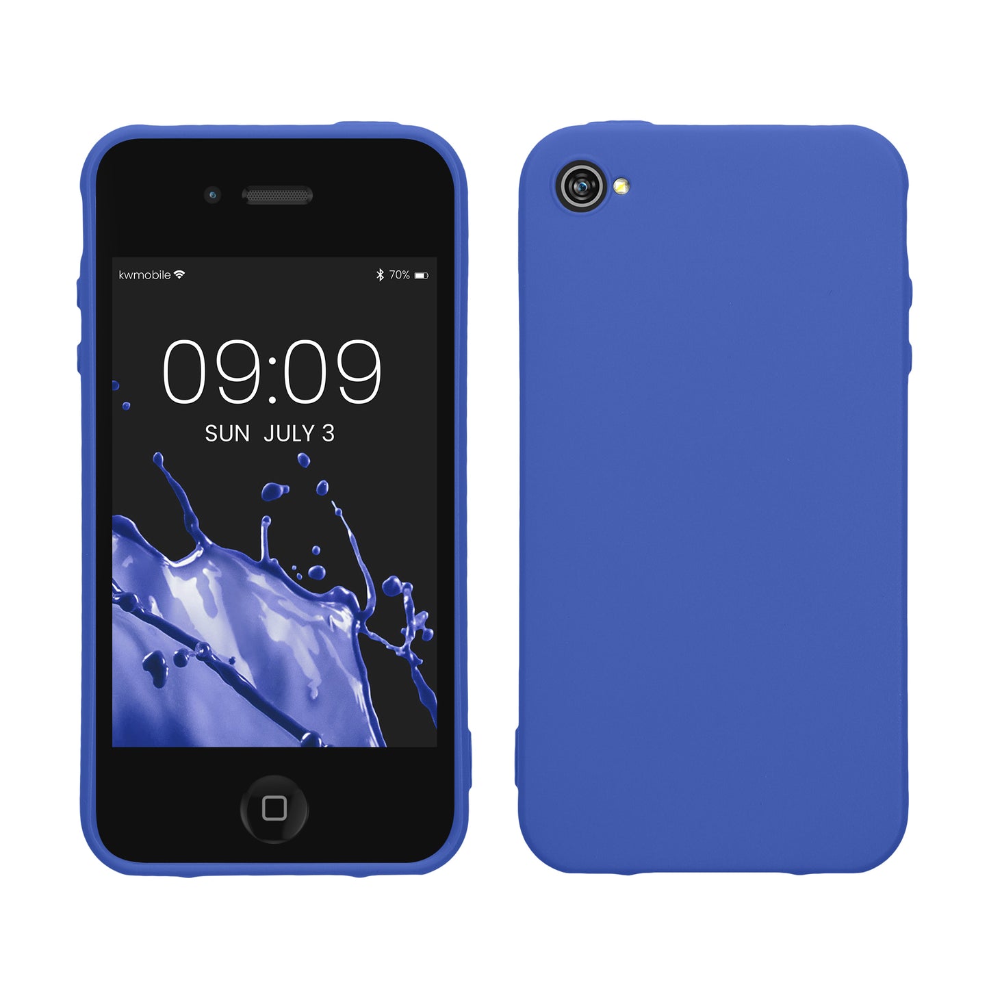 kwmobile Hülle kompatibel mit Apple iPhone 4 / 4S Hülle - weiches TPU Silikon Case - Cover geeignet für kabelloses Laden - Baltik Blau Baltik Blau  