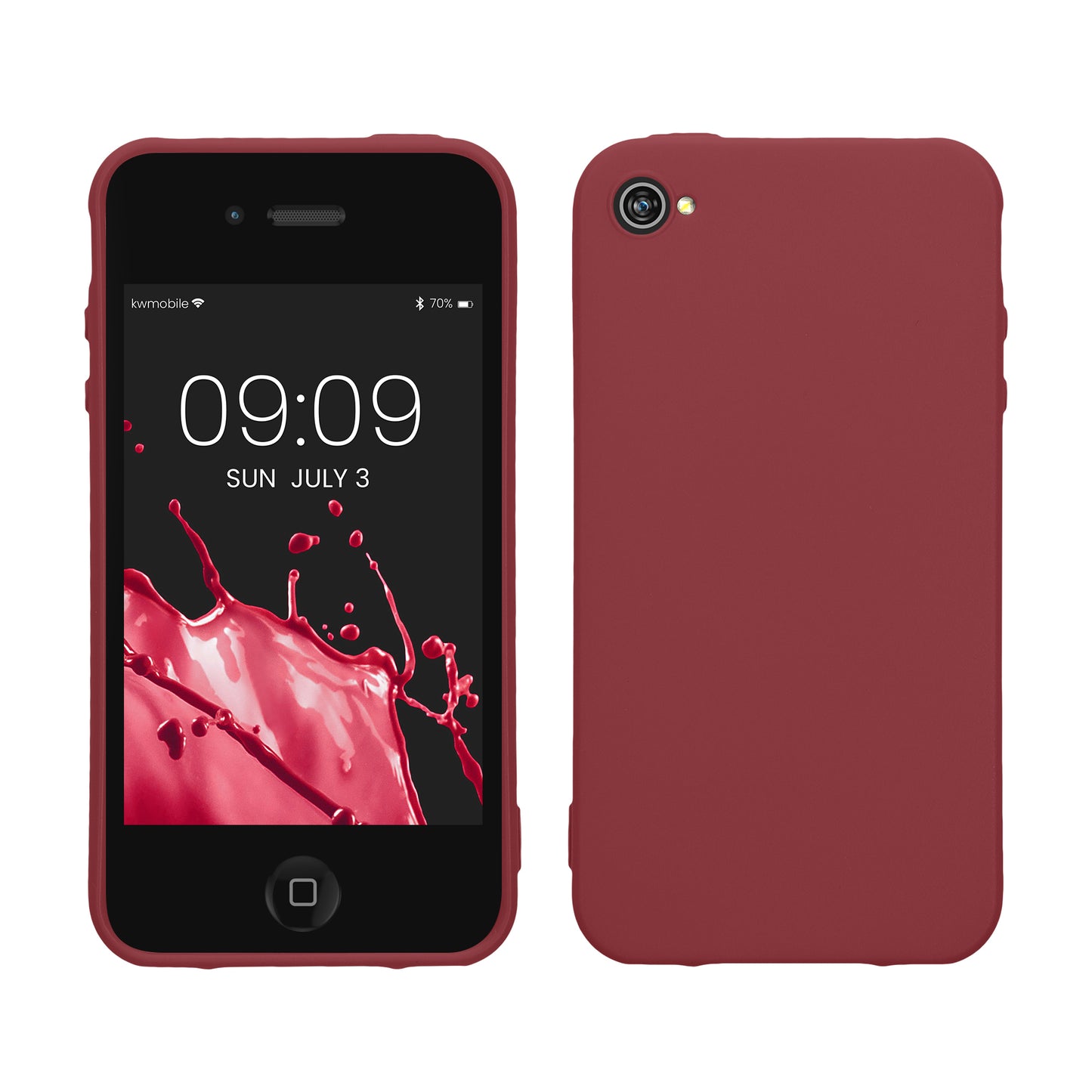 kwmobile Hülle kompatibel mit Apple iPhone 4 / 4S Hülle - weiches TPU Silikon Case - Cover geeignet für kabelloses Laden - Bordeaux Violett Bordeaux Violett  