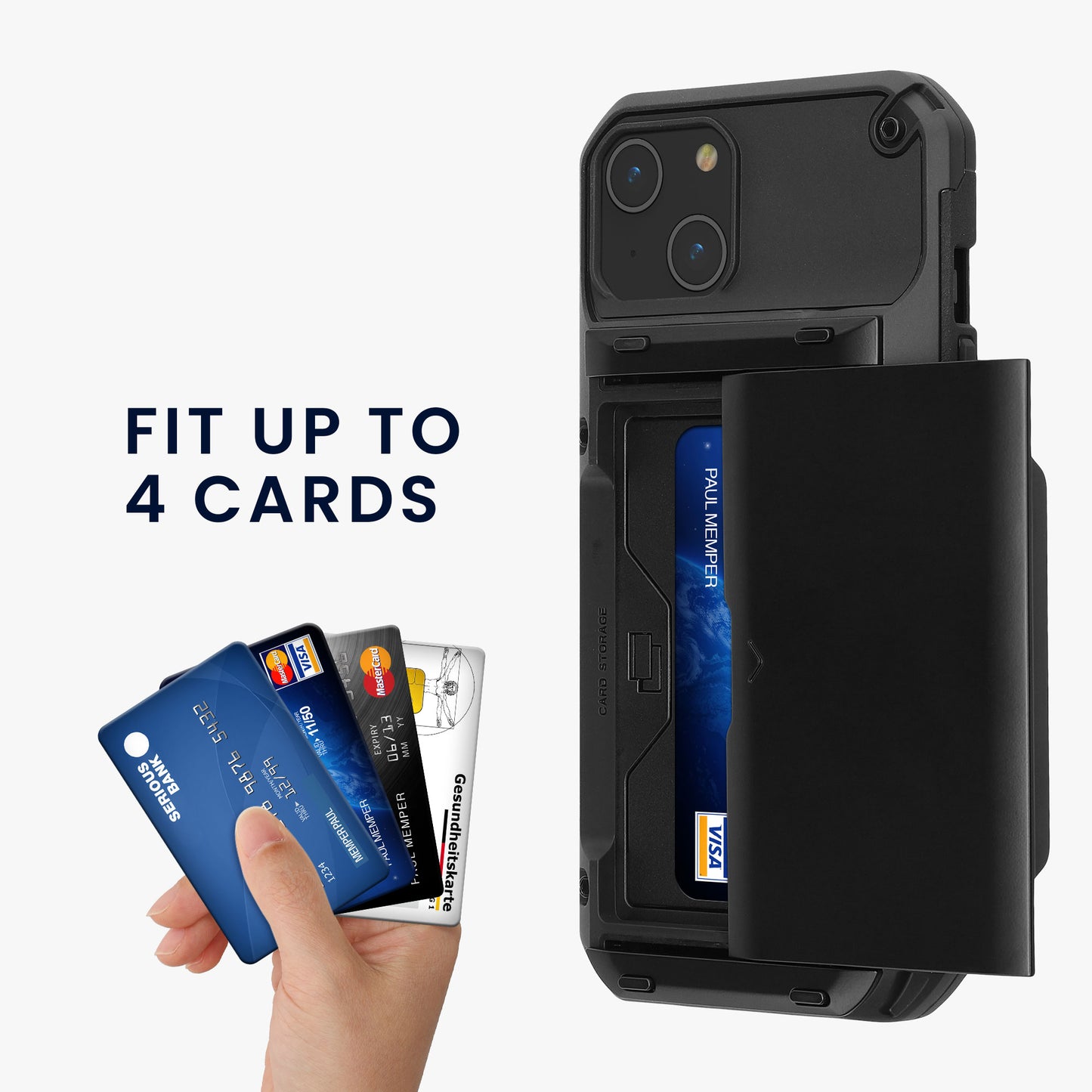 kwmobile Premium Handyhülle kompatibel mit Apple iPhone 14 Hülle - Smartphone Schutzhülle mit Kartenfach für bis zu 4 Karten