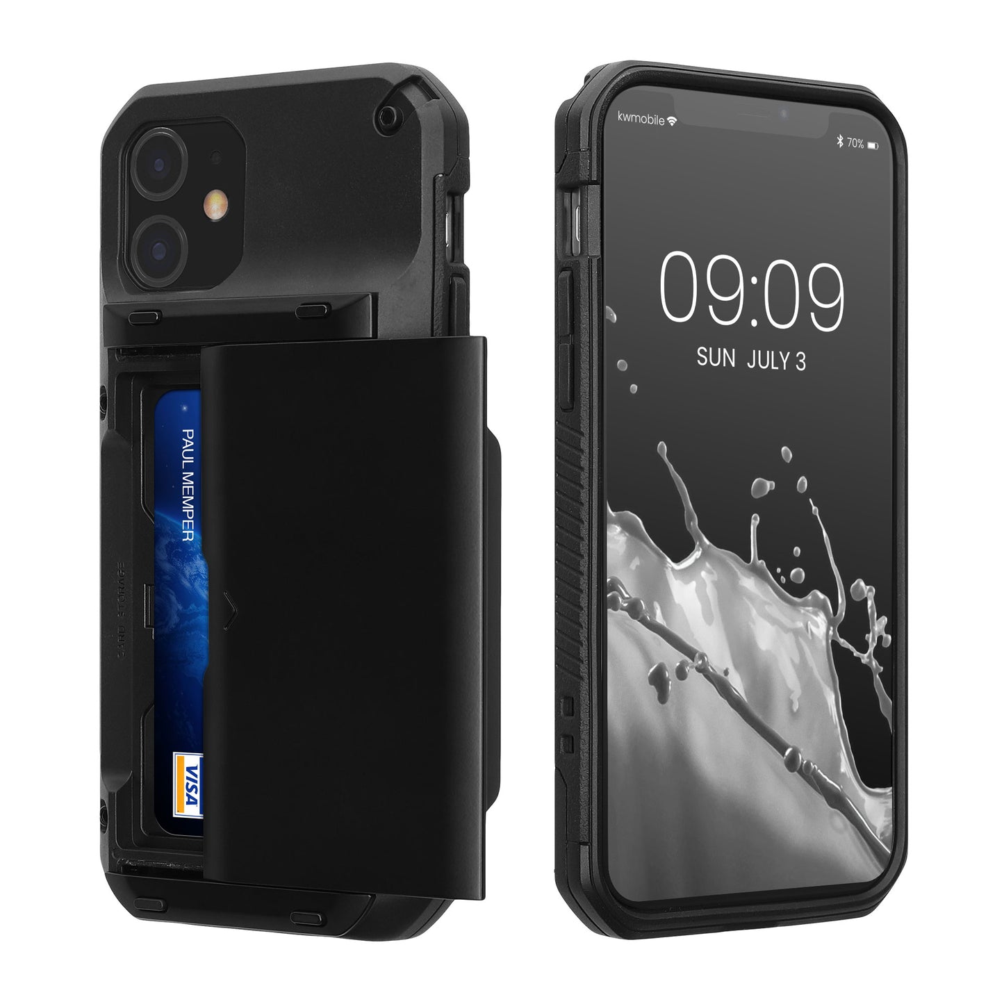 kwmobile Premium Handyhülle kompatibel mit Apple iPhone 11 Hülle - Smartphone Schutzhülle mit Kartenfach für bis zu 4 Karten - Schwarz Schwarz  