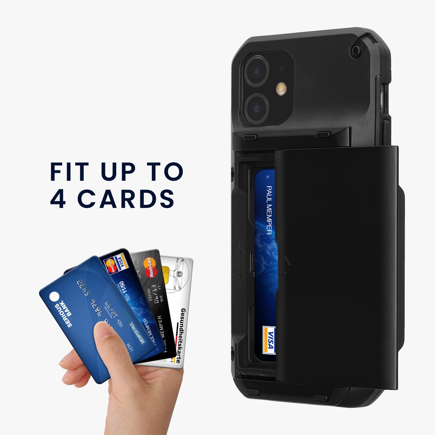kwmobile Premium Handyhülle kompatibel mit Apple iPhone 11 Hülle - Smartphone Schutzhülle mit Kartenfach für bis zu 4 Karten