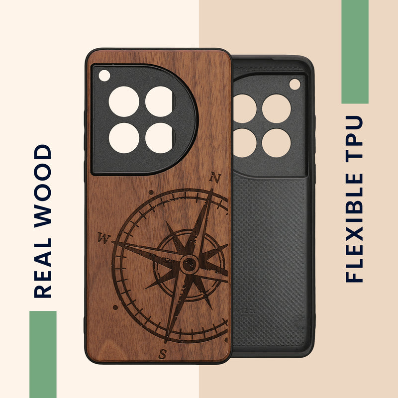 kwmobile Hülle kompatibel mit OnePlus 12 Hülle - Handy Cover - TPU Handyhülle Kompass Vintage