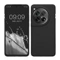 kwmobile Hülle kompatibel mit OnePlus 12 Hülle - Silikon Handy Case - Handyhülle weiche Oberfläche - kabelloses Laden - Schwarz Schwarz  