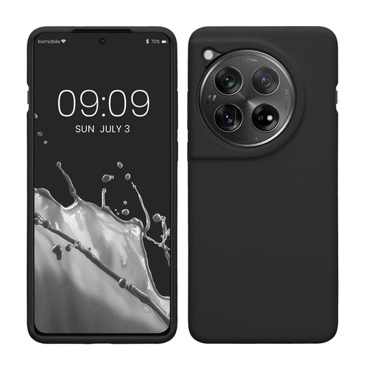 kwmobile Hülle kompatibel mit OnePlus 12 Hülle - Silikon Handy Case - Handyhülle weiche Oberfläche - kabelloses Laden - Schwarz Schwarz  