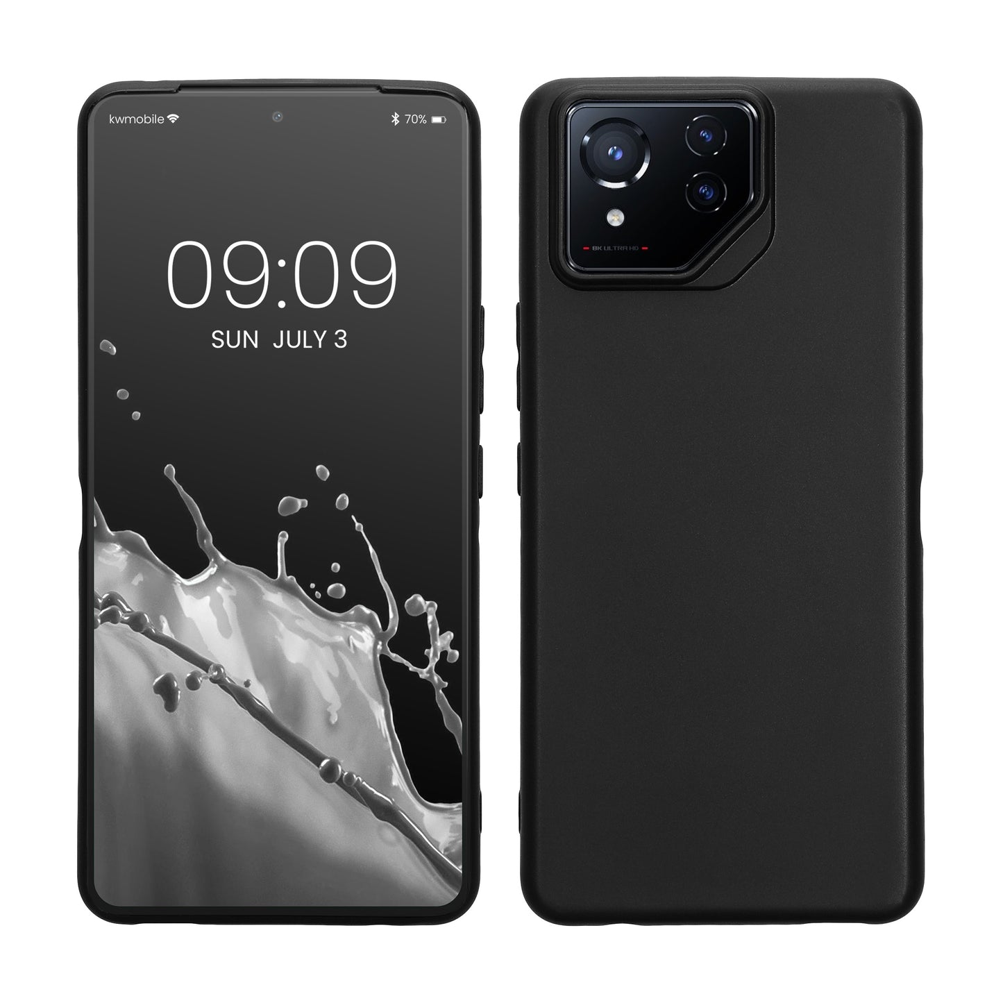 kwmobile Hülle kompatibel mit ASUS ROG Phone 8 Pro Hülle - weiches TPU Silikon Case - Cover geeignet für kabelloses Laden - Schwarz matt Schwarz matt  