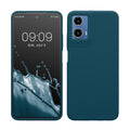 kwmobile Hülle kompatibel mit Motorola Moto G34 5G Hülle - Silikon Handy Case - Handyhülle weiche Oberfläche - kabelloses Laden - Petrol Petrol  