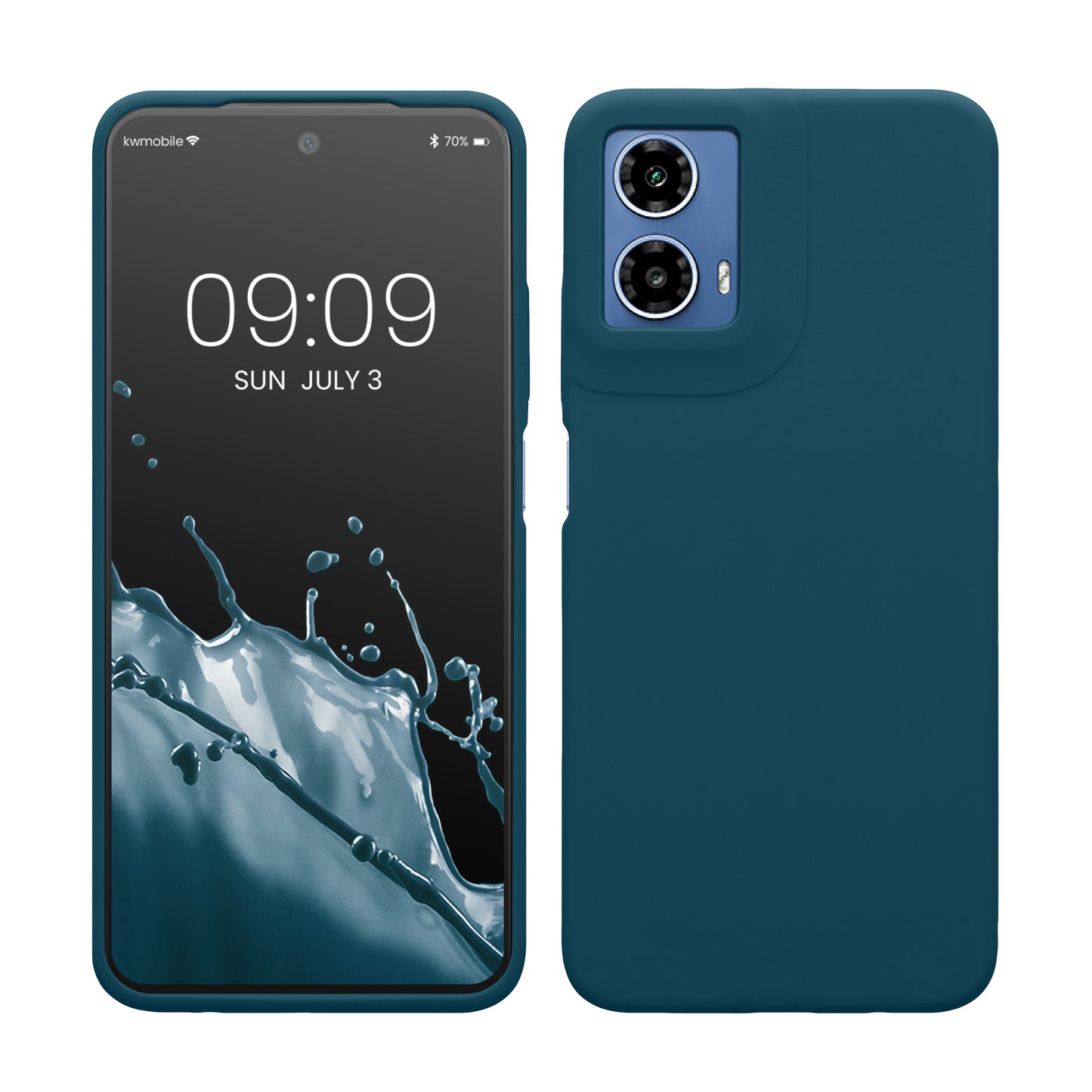 kwmobile Hülle kompatibel mit Motorola Moto G34 5G Hülle - Silikon Handy Case - Handyhülle weiche Oberfläche - kabelloses Laden - Petrol Petrol  