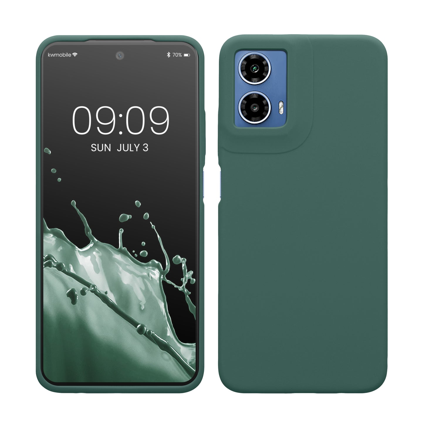 kwmobile Hülle kompatibel mit Motorola Moto G34 5G Hülle - Silikon Handy Case - Handyhülle weiche Oberfläche - kabelloses Laden - Tannengrün Tannengrün  