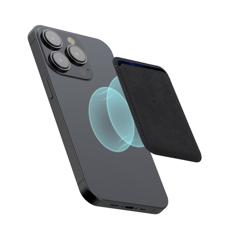 kwmobile Wallet Kartenhalter kompatibel mit Apple iPhone Serie - Magnetische Karten Hülle kompatibel mit MagSafe - Halter mit Stoffbezug