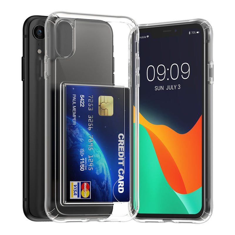 kwmobile Hülle kompatibel mit Apple iPhone XR Handyhülle - Kunststoff TPU Cover mit Kartenfach - Hartes Case - Schutzhülle in Transparent Transparent  