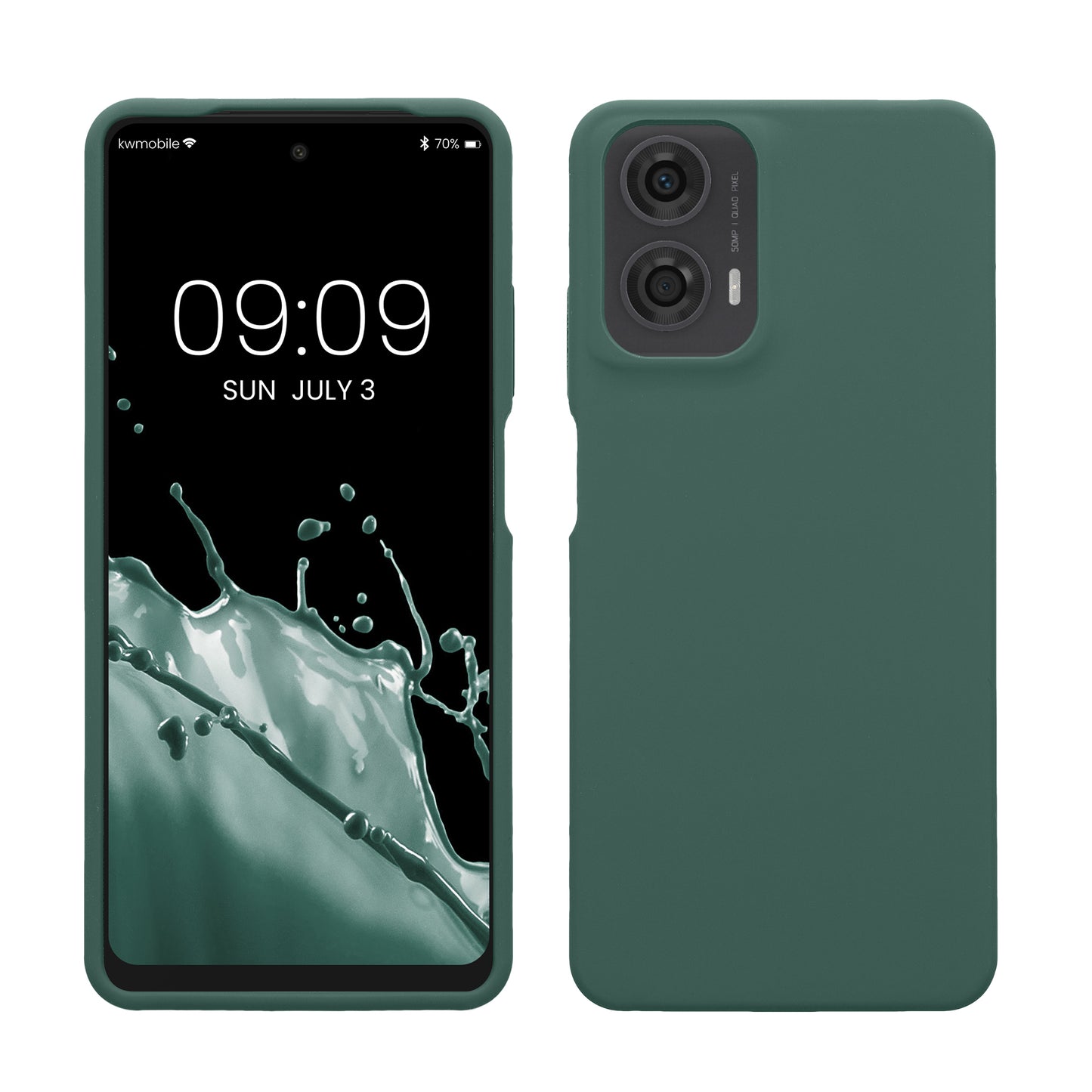 kwmobile Hülle kompatibel mit Motorola Moto G24 / E14 / G04 / G04s Hülle - Silikon Handy Case - Handyhülle weiche Oberfläche - kabelloses Laden - Tannengrün Tannengrün  